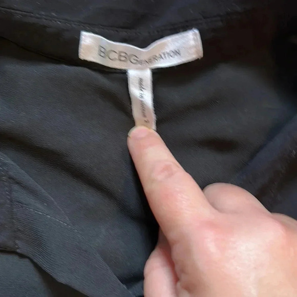 BCBG Long Sleeve Sheer Black Button Up Business Blouse-Size Medium - Picture 3 of 6